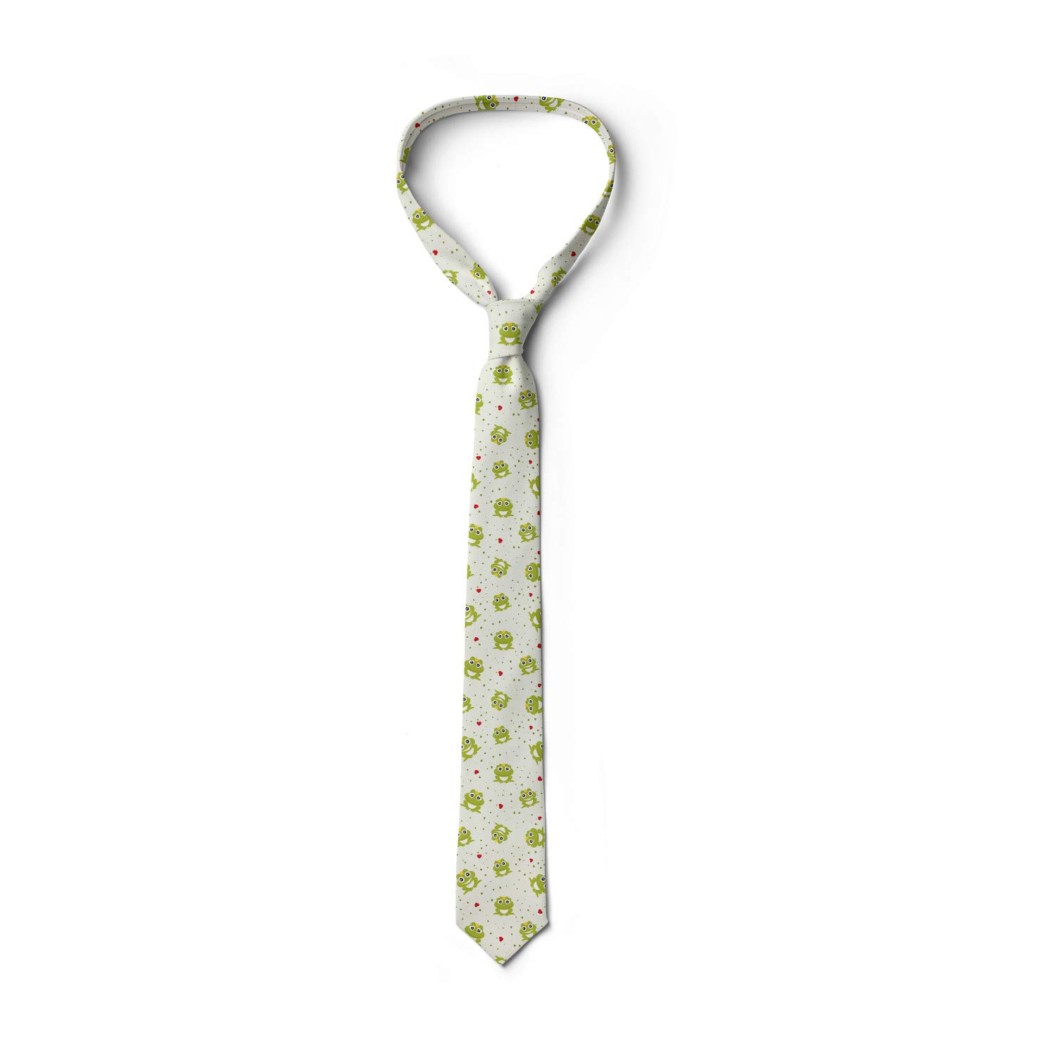 Lunarable Men's Tie, Frog Prince on Dotted Heart, Necktie, 3.7