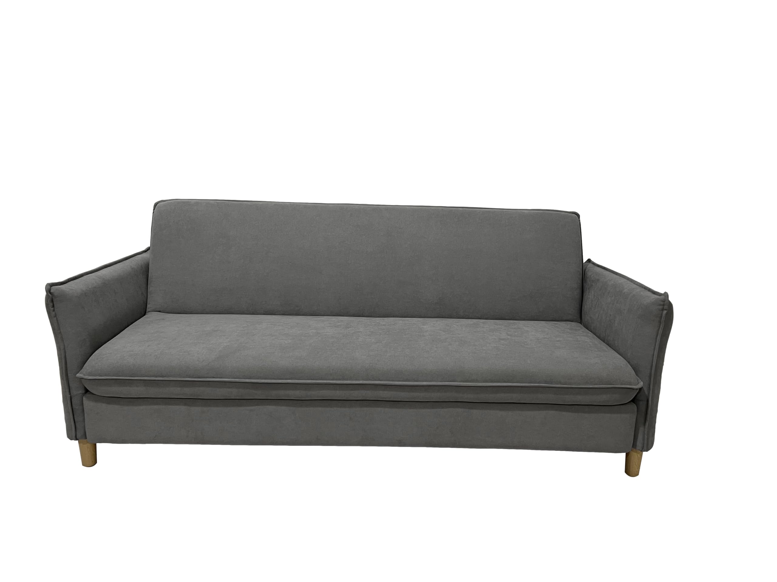 MUEBLIX.COM - Sofa Cama Bomboni 3 Plazas, Sillón Cama, Cama Sofa, Sofa Cama Apertura Click Clack, Tapizado en Tela, Armazón de Madera, Sofa de Diseño, Color Gris