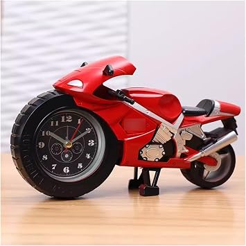 Super Loud Alarm Clock, Motorcycle Alarm Clock, Unique Motorbike Quartz Alarm Clock for Home Office Desktop Shelf Decoration, Gift for Motor Lovers, Kids ,Small Clocks for Desk,Bedroom  Color B