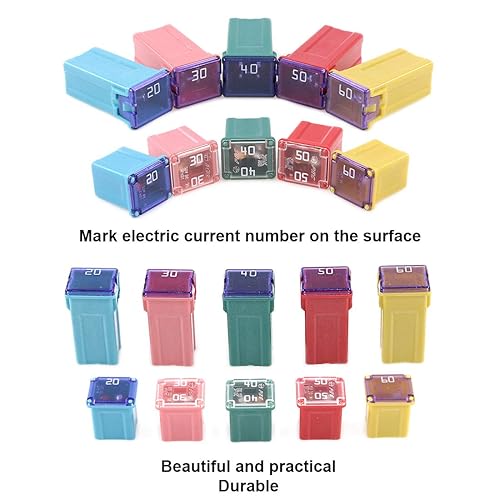 Miniatura 3 de Glarks 10 fusibles automotrices en forma de caja de perfil bajo y altoestándar 20A 30A 40A 50A 60A Fusible Surtido de Fusibles para Ford, ChevyGM,