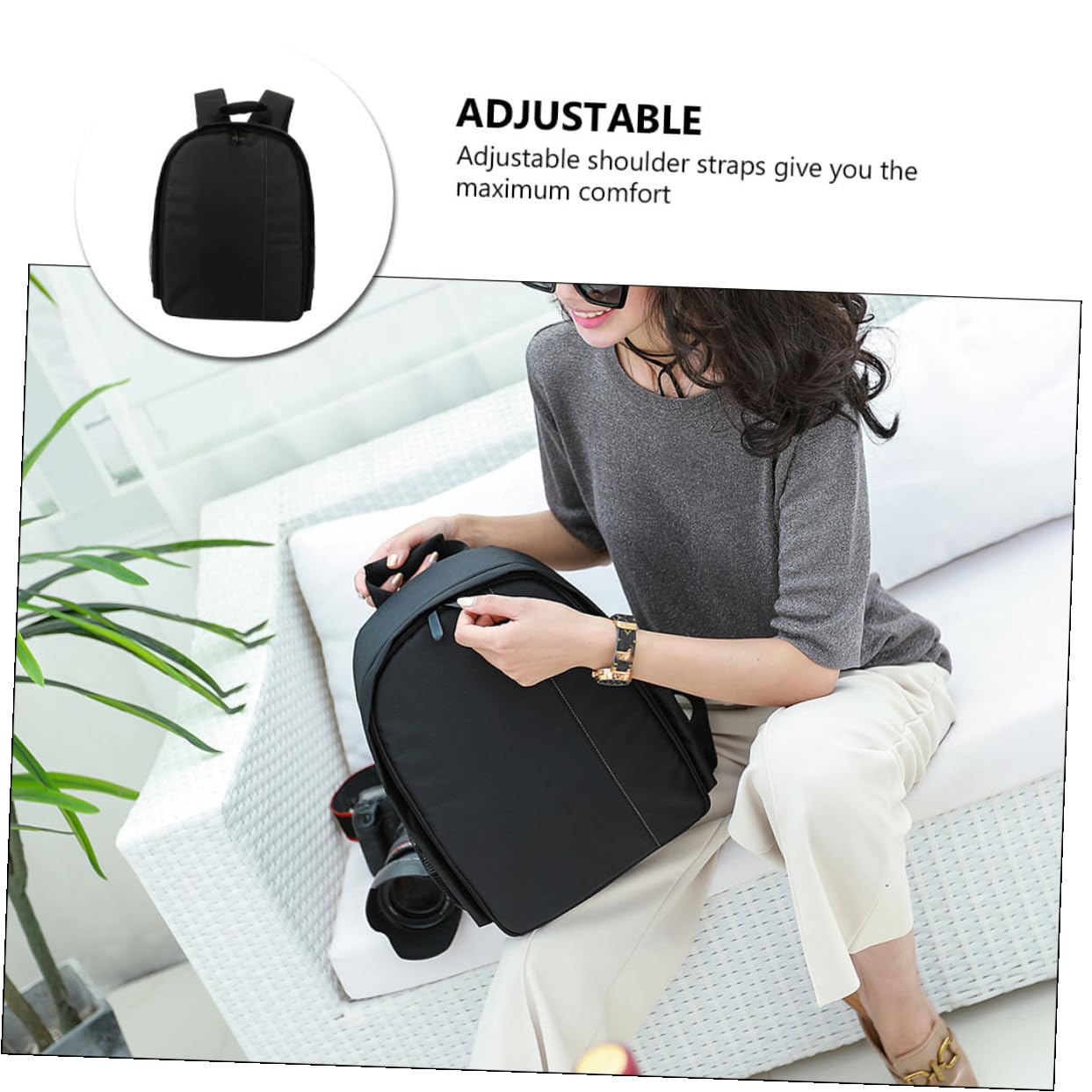 Mikikit Zaino in Nylon per Fotocamera Dslr Scomparto per Tablet e Computer, Borsa Resistente per Uomini e Donne in Attività Outdoor