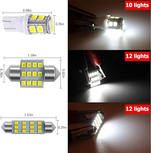 Miniatura 2 de 24 bombillas LED para automóvil, luces superbrillantes para interior de automóvil, kit de bombillas T10 de 1.220 in y 1.654 in, accesorios de