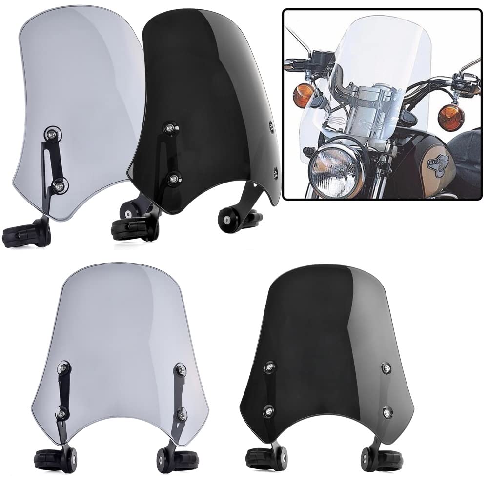 DUBDOG Motorrad-Windschutzscheibe, Motorradzubehör Windschutzscheiben Windschutzscheibe Flyscreen Windschildschutzabweiser Kompatibel Mit Ha-Rley Dyna Softail Slim Fat Bob Fxdf.(Smoke)