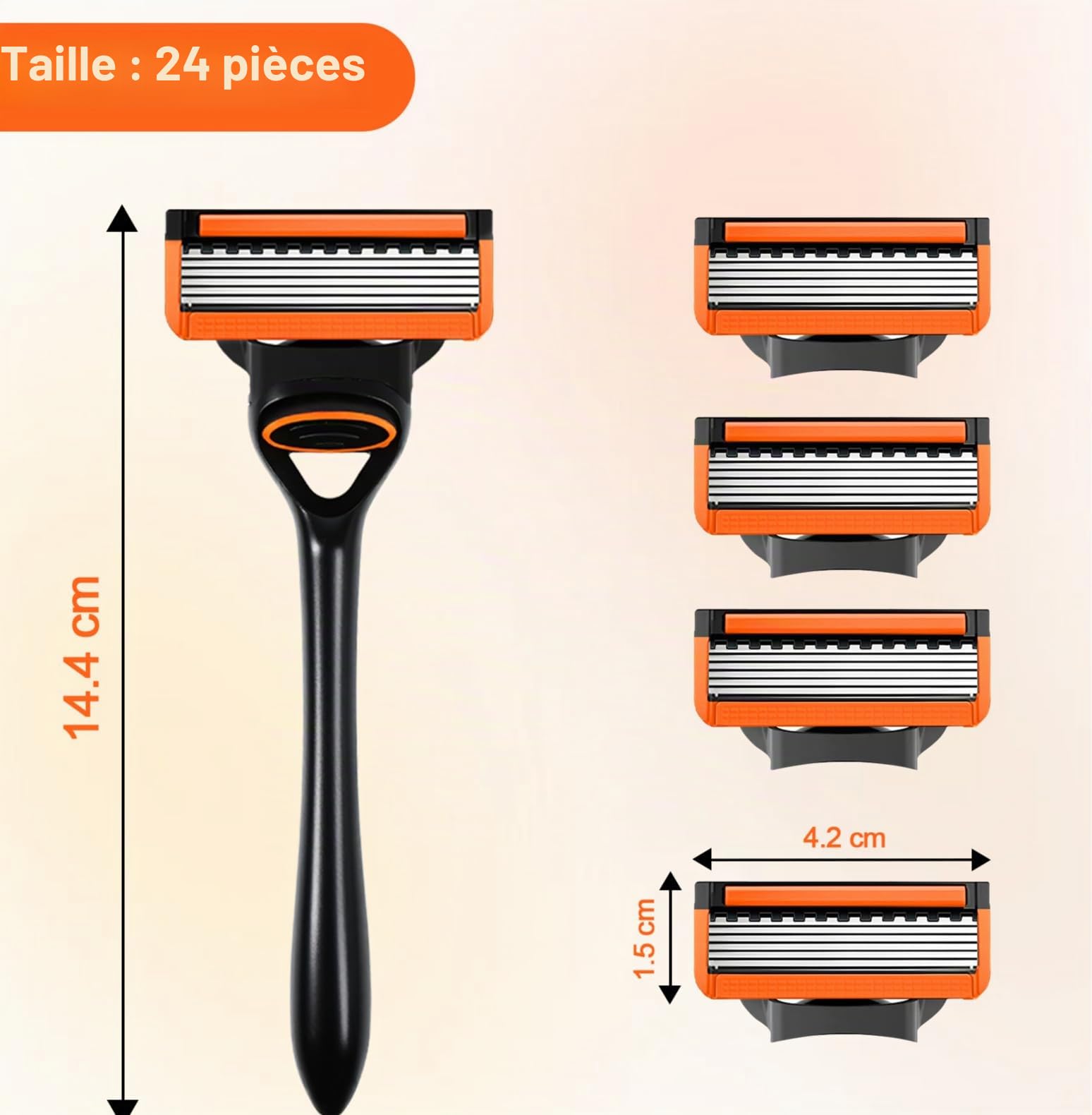 Pack De 24 Recharges De Rasoir F-usion5 Pour Hommes, 1 Réutilisable Manche + 24 Cartouches De Recharge pour Tailler, Pour Un Rasage Manuel Efficace