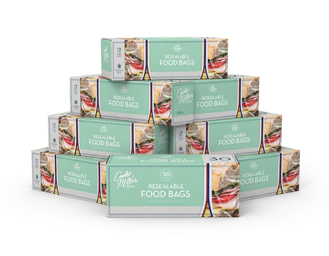 Gem Imports Resealable Food Bags – Pack Of 30 | Freezer & Storage Bags