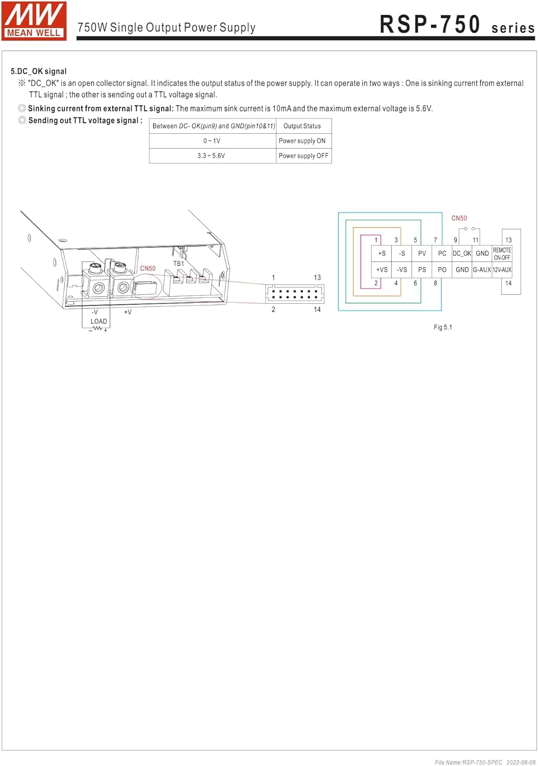 Mean Well RSP-750-15 750W Power Supply with Single Output RSP-750 15V/50A