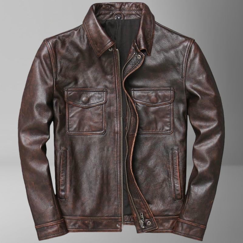 Chaqueta para hombre estilo biker de cuero sintético PU miniatura 6