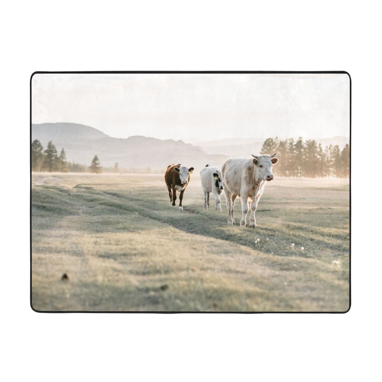 Tapis vache dans l'herbe en flanelle douce haut de gamme PEIXEN