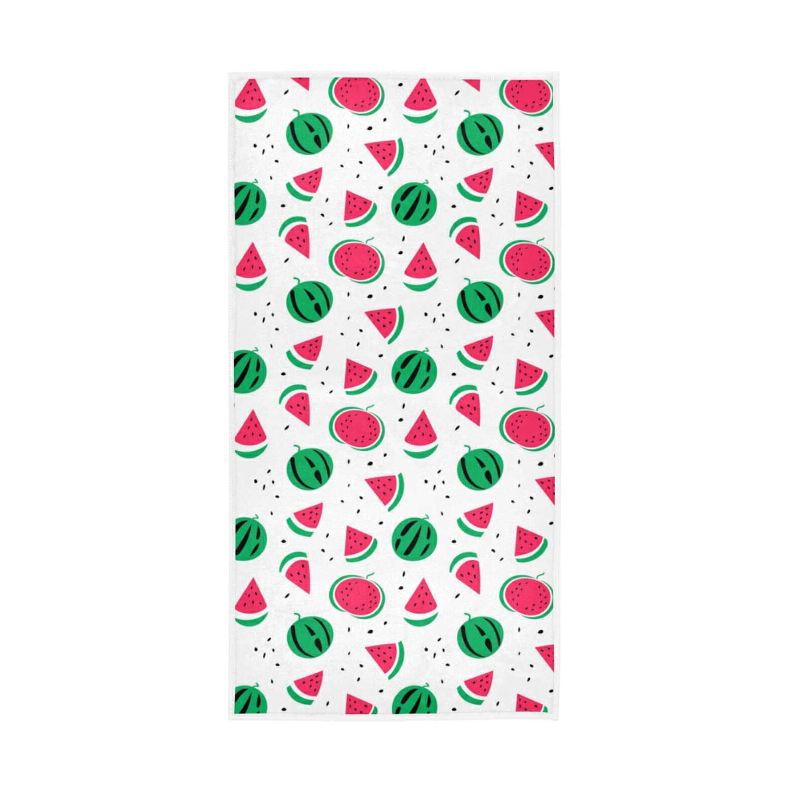 LSRCPD Seamless Hand Drawn Watermelons Slices of Watermelons on White Soft Hand Bath Towel 30" x 15" Thin Fast Drying Absorbent Soft Towels for Kitchen Gym Spa Hotel Beach