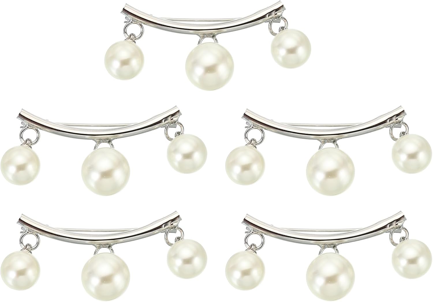 PATIKIL Artificial Pearl Brooch Pins, 5Pcs Fashion Brooch Safety Pins Clips for Women Sweater Shawl Dress Clothing Decoration Accessories, Silver Silver Tone