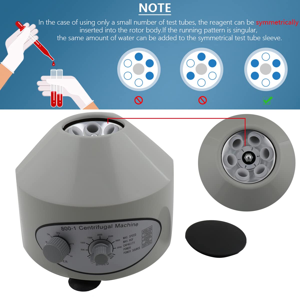 Centrifugadora de mesa para laboratorio 20 ml 6 tubos eléctrica investigación científica