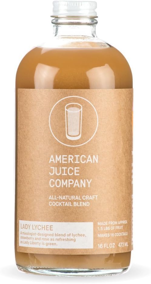American Juice Company, Cocktail Mixer Lychee Strawberry Rose, 16 Ounce