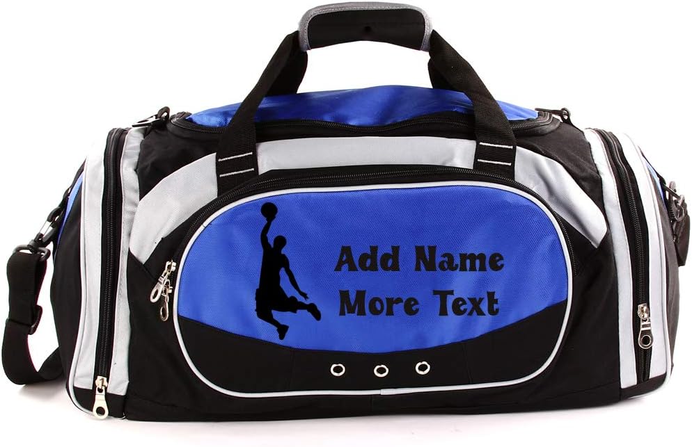 Personalized SportS Duffel Bag With Custom Name & Text - Basketball Blue