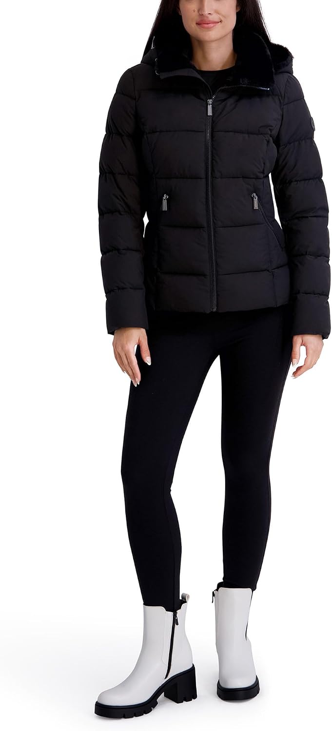 Kenneth Cole New York Women's Short Puffer Jacket With Removable Hood image 2