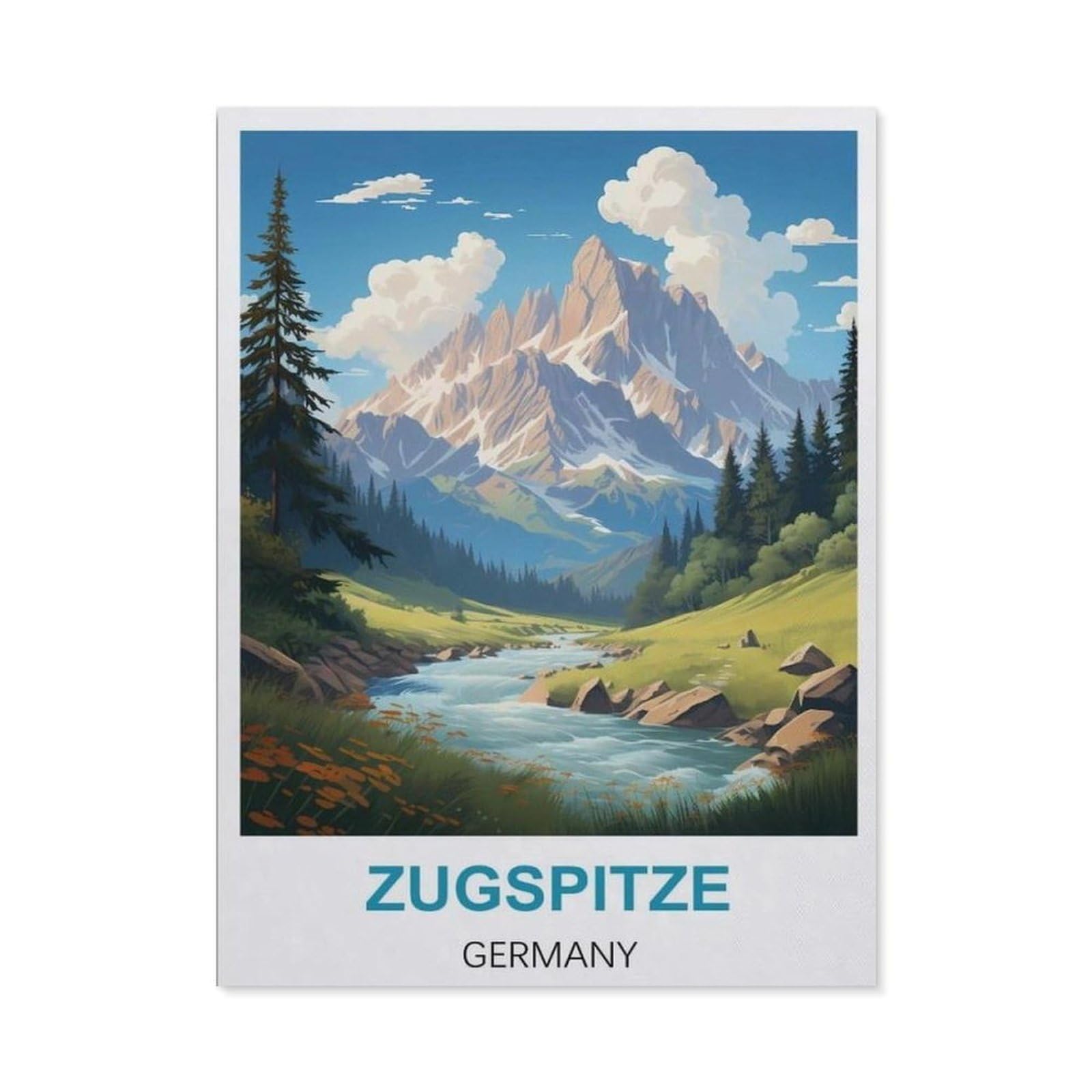 BEAYODKP Zugspitze Germany Vintage Travel Posters，Diamond Painting Kits for Adults - 5D Diamond Painting Kit Full Drill, Diamond Art Kits for Home Wall Decor（40 x 50 cm/15.74 x 19.68 inches）-BZ20