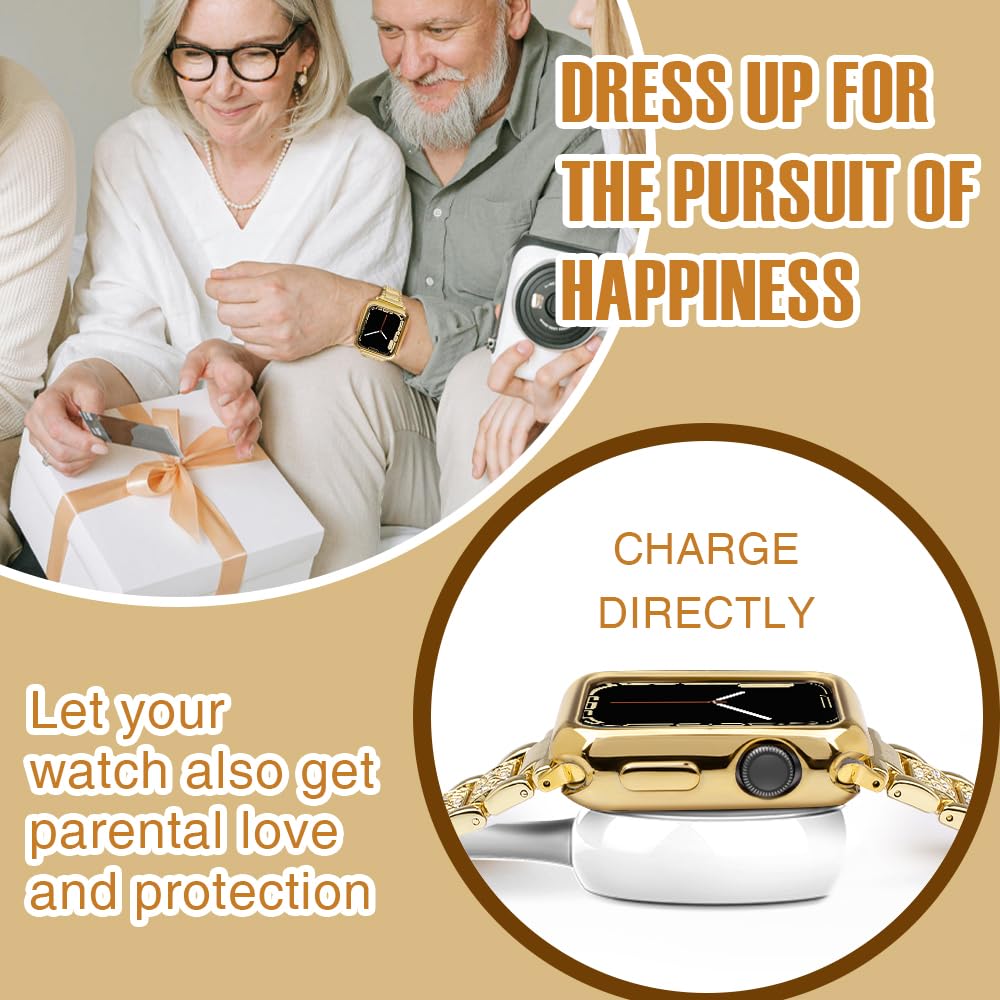 top4cus 40mm Case Soft Flexible Lightweight Anti-Scratch Overall Protective 40mm Iwatch Waterproof Cover Case Shiny Workout Shockproof Bumper Compatible with Apple Watch Series 6/SE/5/4 - Gold