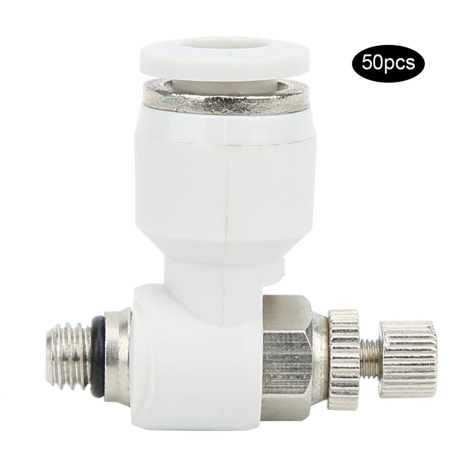 Válvula de control de flujo de aire 50 piezas Válvula neumática Ajuste de válvula de flujo Conector rápido SL6-M5