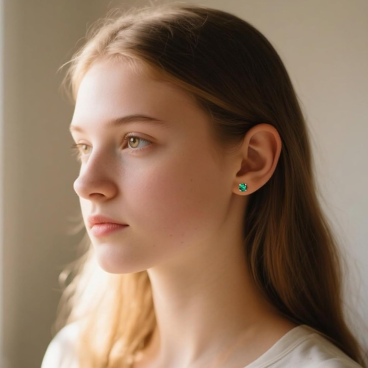 AOBOCO Birthstone Stud Earrings for Women 925 Sterling Silver Crystal Stud Earrings Hypoallergenic Jewelry Birthday Christmas Gifts for Women Men