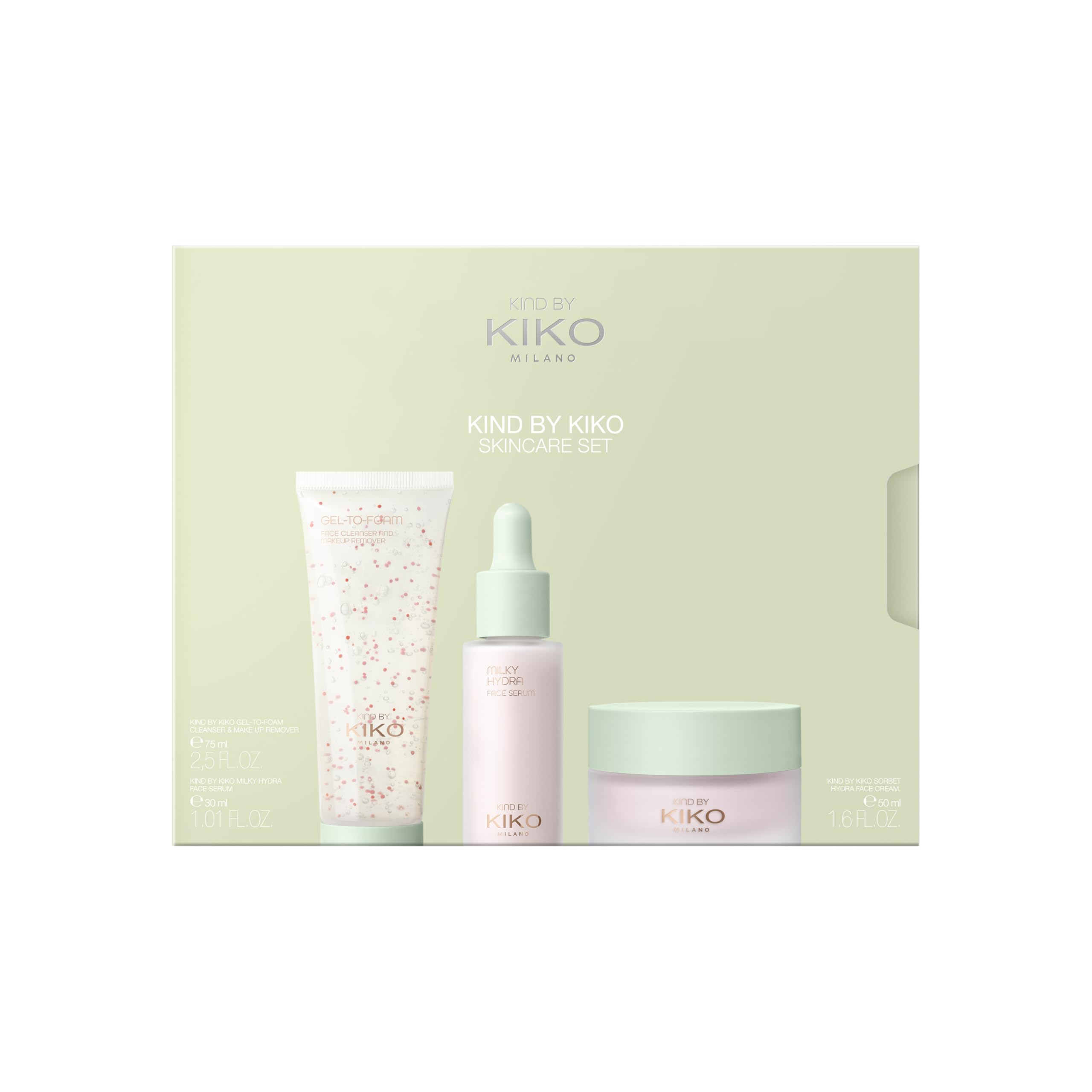 KIKO Milano Kind By Kiko Skincare Set, Zestaw Do Pielęgnacji Skóry: Żel Do Mycia Twarzy, Serum I Krem Do Twarzy
