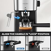 Vista 9 de Cafetera de espresso de 6 bares, cafetera compacta de 800W con calentador de tazas de acero inoxidable, espumador de leche a vapor, alivio