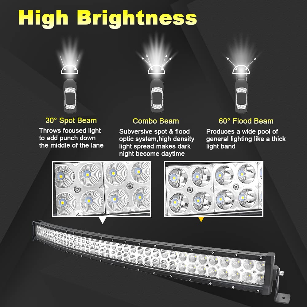 Willpower 107 cm, 240 W, zakrzywione listwy świetlne LED, 32400 lm, cienkie światła robocze LED, do jazdy w terenie, lampy przeciwmgielne, listwa oświetleniowa z uchwytem montażowym do ciężarówki,