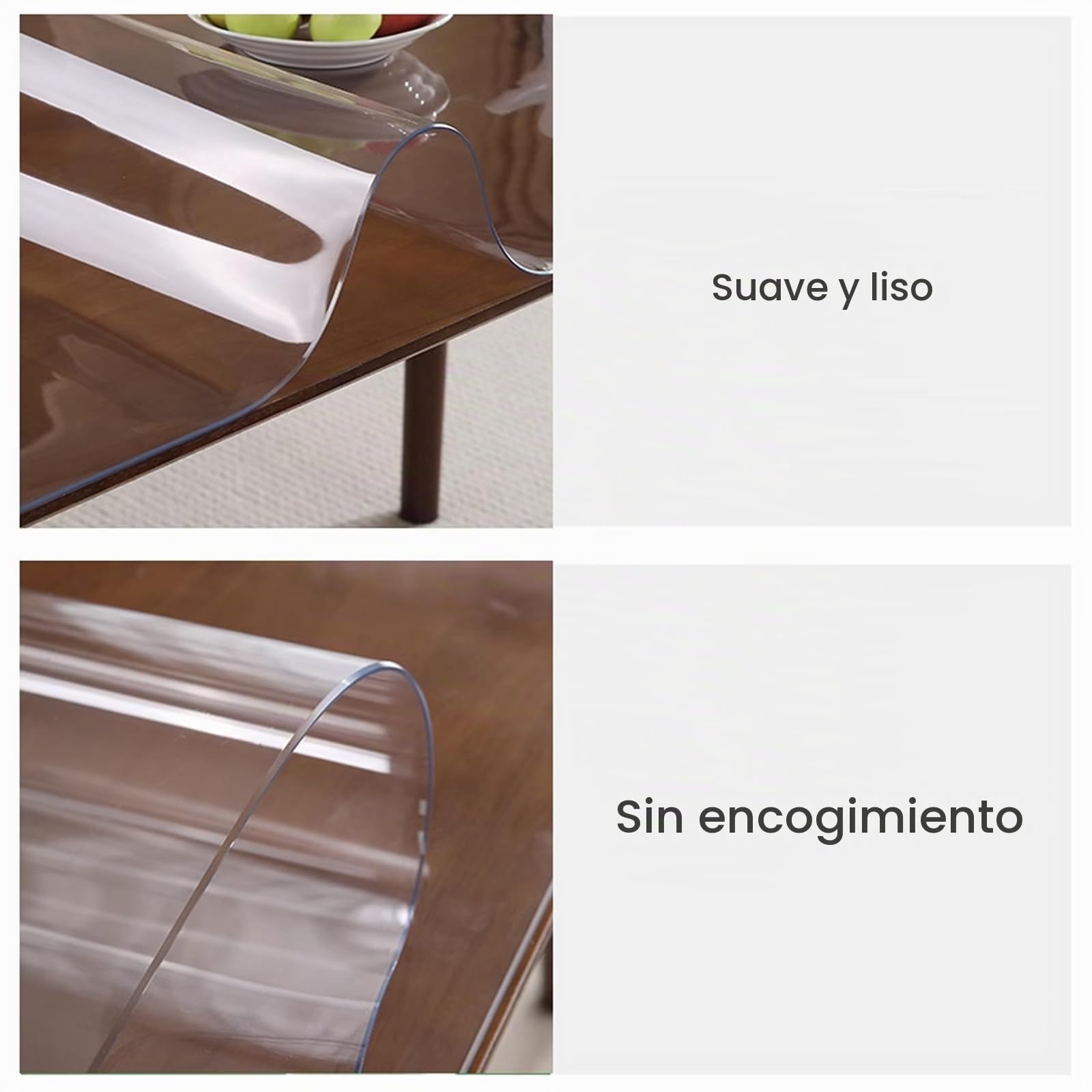 Mantel Transparente Rectangular de PVC 3mm - Protector de Mesa Resistente al Calor 65°, Impermeable y a Prueba de Aceite (90x180cm/35x71in)