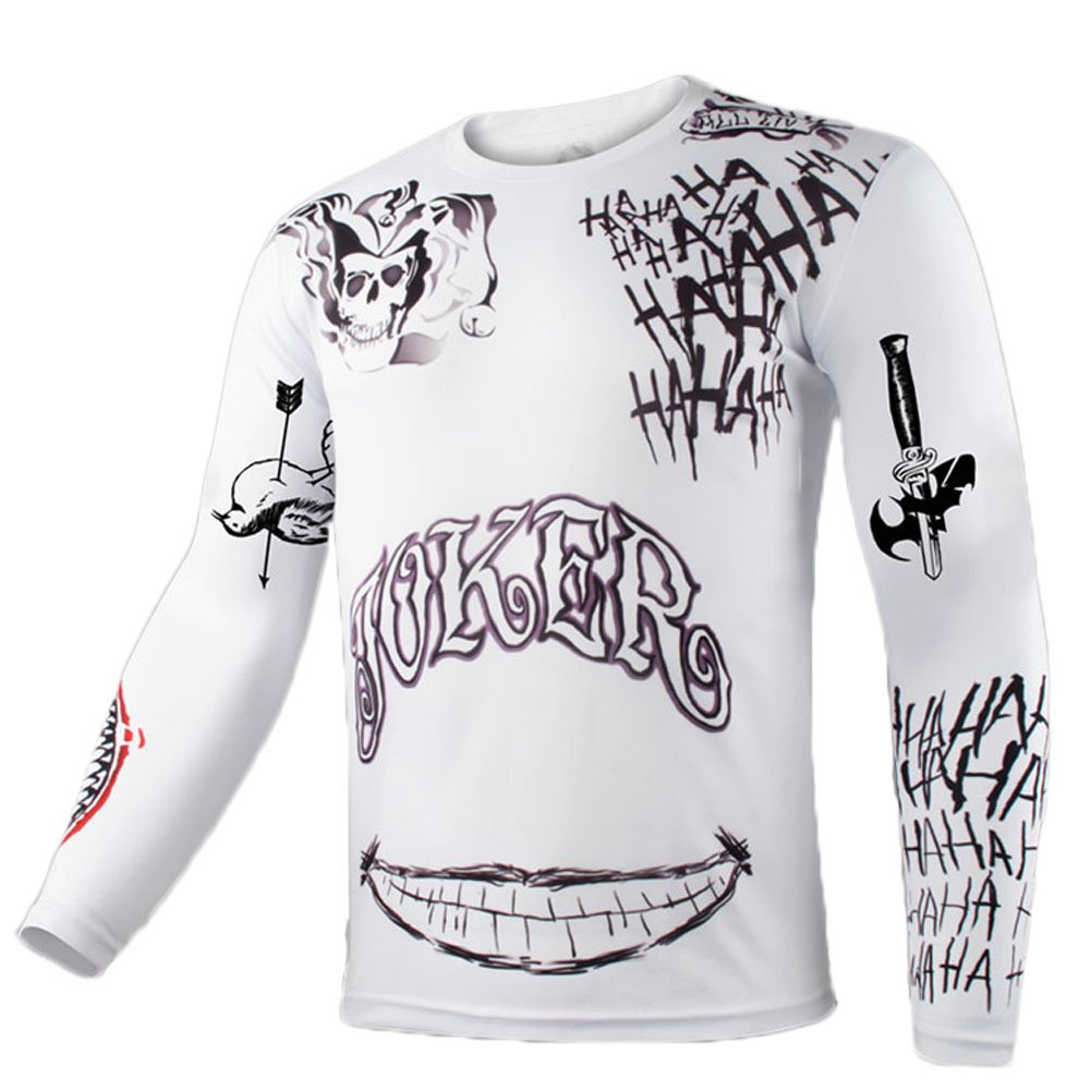 New Suicide Squad Joker Tattoo Long Sleeve Cosplay Shirt (White XL)