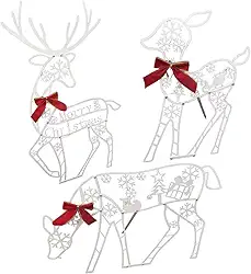 harayaa Decorações de Natal ao ar livre iluminadas Conjunto de família de renas de Natal Decoração de quintal de Natal Enfeites para quintal de casa Jardim