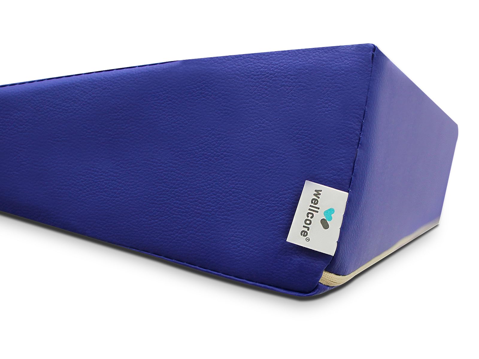QUIRUMED WELLCORE Cuscino cuneo per massaggio, 40 x 55 x 13 cm, in ecopelle, sfoderabile, imbottitura in schiuma, per yoga, fitness, ergonomico, nero