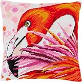 Flamingo. Needlepoint Kit. Throw Pillow 16×16 Inches. Printed Tapestry Canvas, European Quality