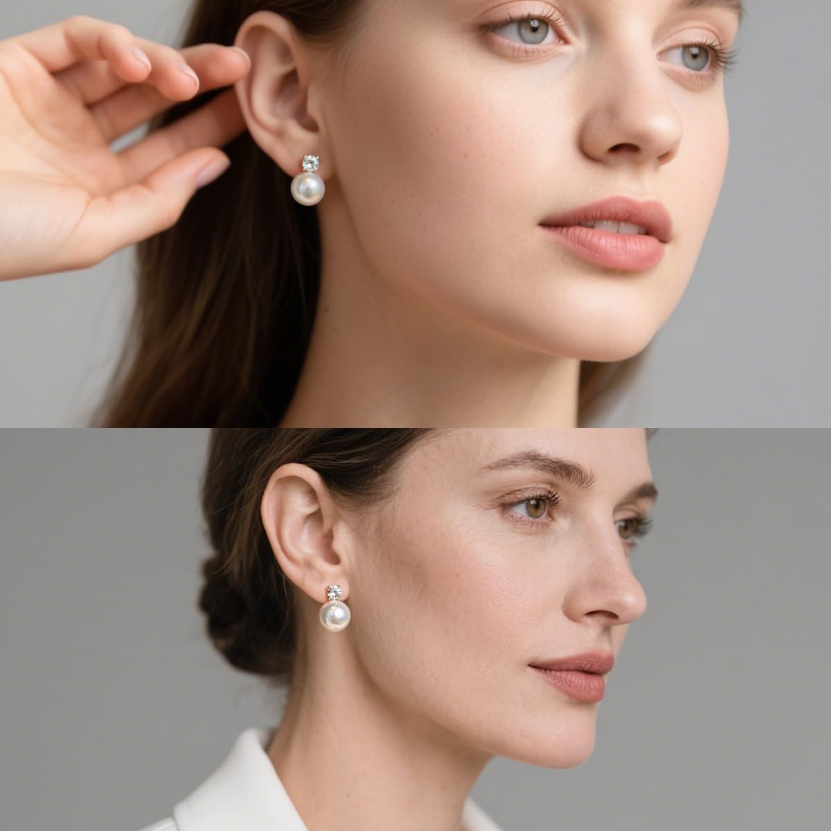 Pendientes de Moissanite con Perlas, Diamante de Laboratorio, Plata 925 Baño de Oro Blanco de 18K, Pendientes de Perlas de Agua Dulce, Regalo para Mujer.