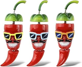 CoTa Global Cool Chili Peppers Refrigerator Bobble Magnets Set of 3 - Assorted Color Fun Cute Chili Bobble Head Magnets for Kitchen Fridge Door, Home Decor and Cool Office Decorative Novelty - 3 Pack