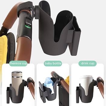 Portabicchieri 2-in-1 Per Passeggino Con 2 Ganci – Universale, Regolabile, Per Bici, Carrozzina E Sedia A Rotelle