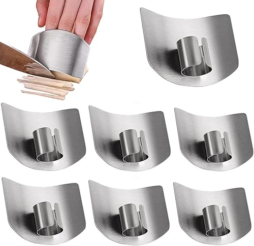 6 protectores de dedos Finetaur para cortar protector de dedos para cortar alimentos protector de dedos de acero inoxidable para cortar verduras