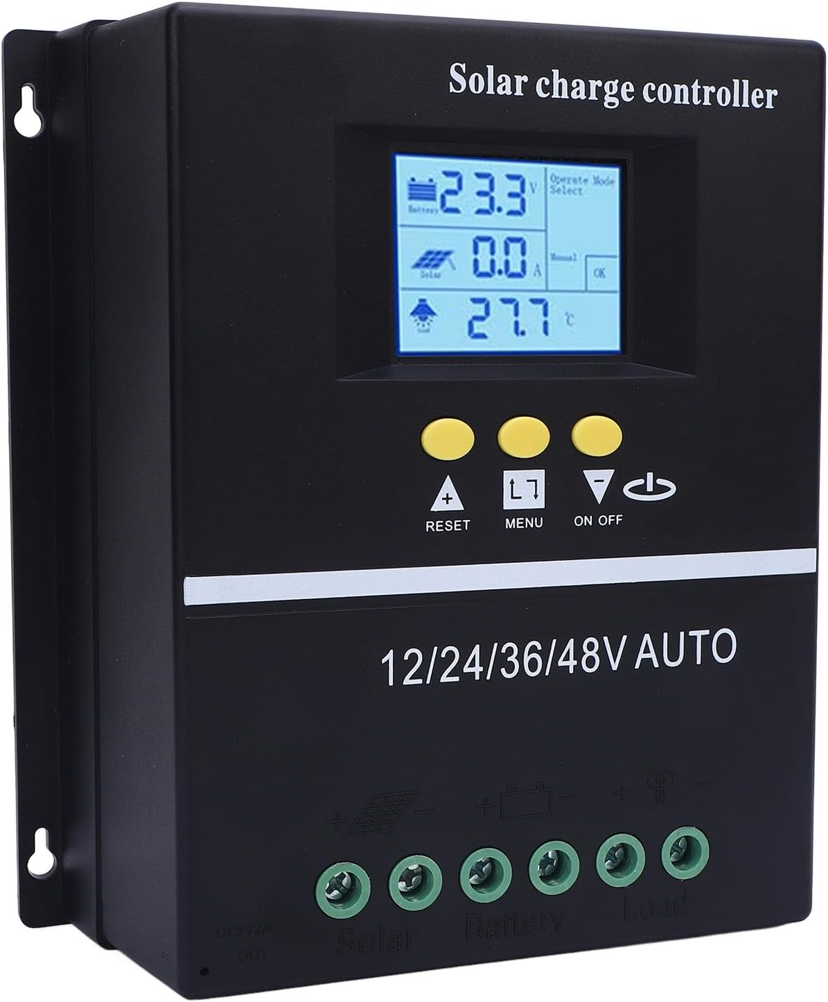 Fafeicy MPPT Photo voltaic Cost Controller, 60A 12V 24V 36V 48V Auto 100V Enter LCD Show 7 Working Modes, with 2 USB Charging Ports, for Sealed Gel Rechargeable LFP Batteries