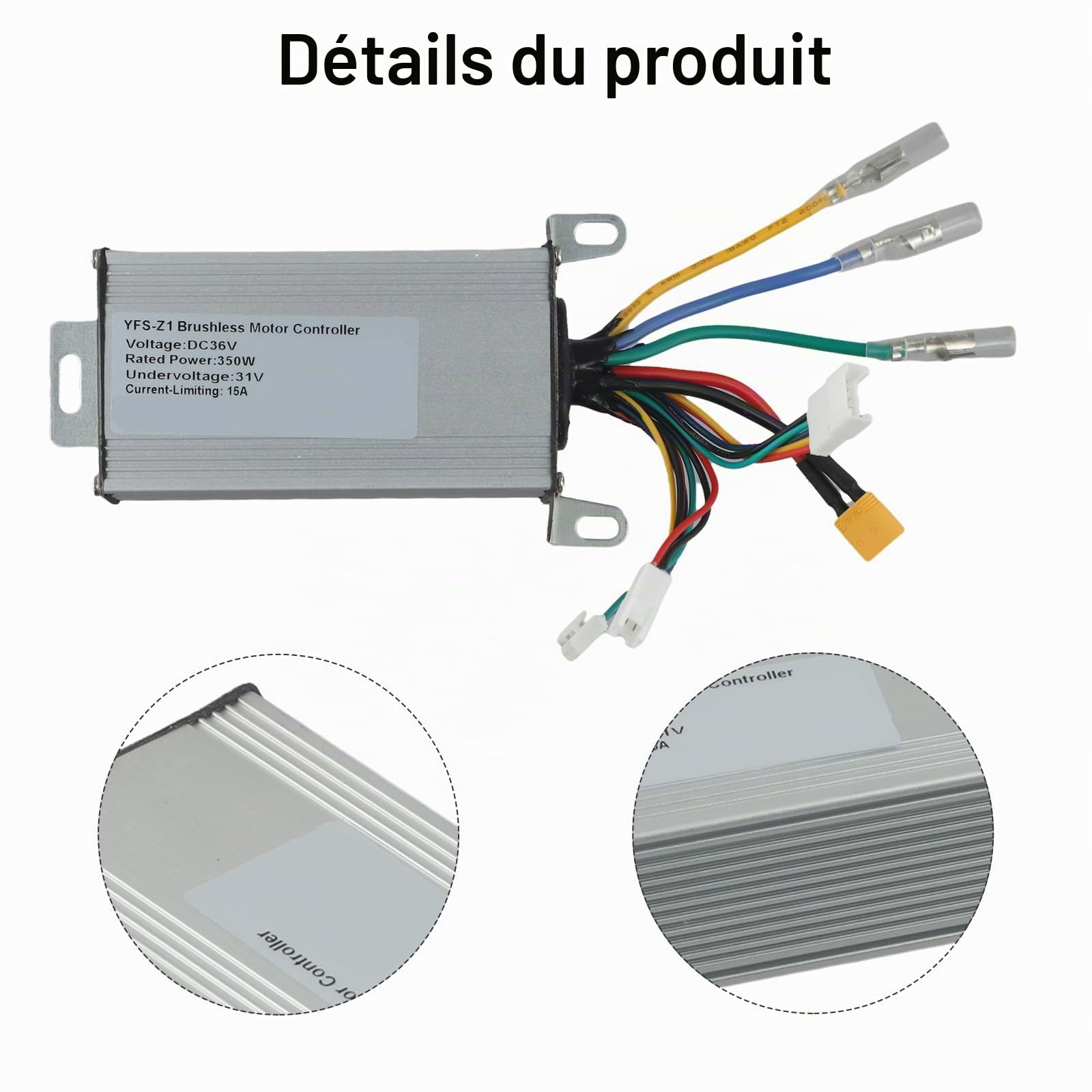 Contrôleur de scooter électrique 36 V, 350 W 15 A, contrôleur de tableau de bord, accélérateur, scooter adapté pour scooters électriques de 21,6 cm