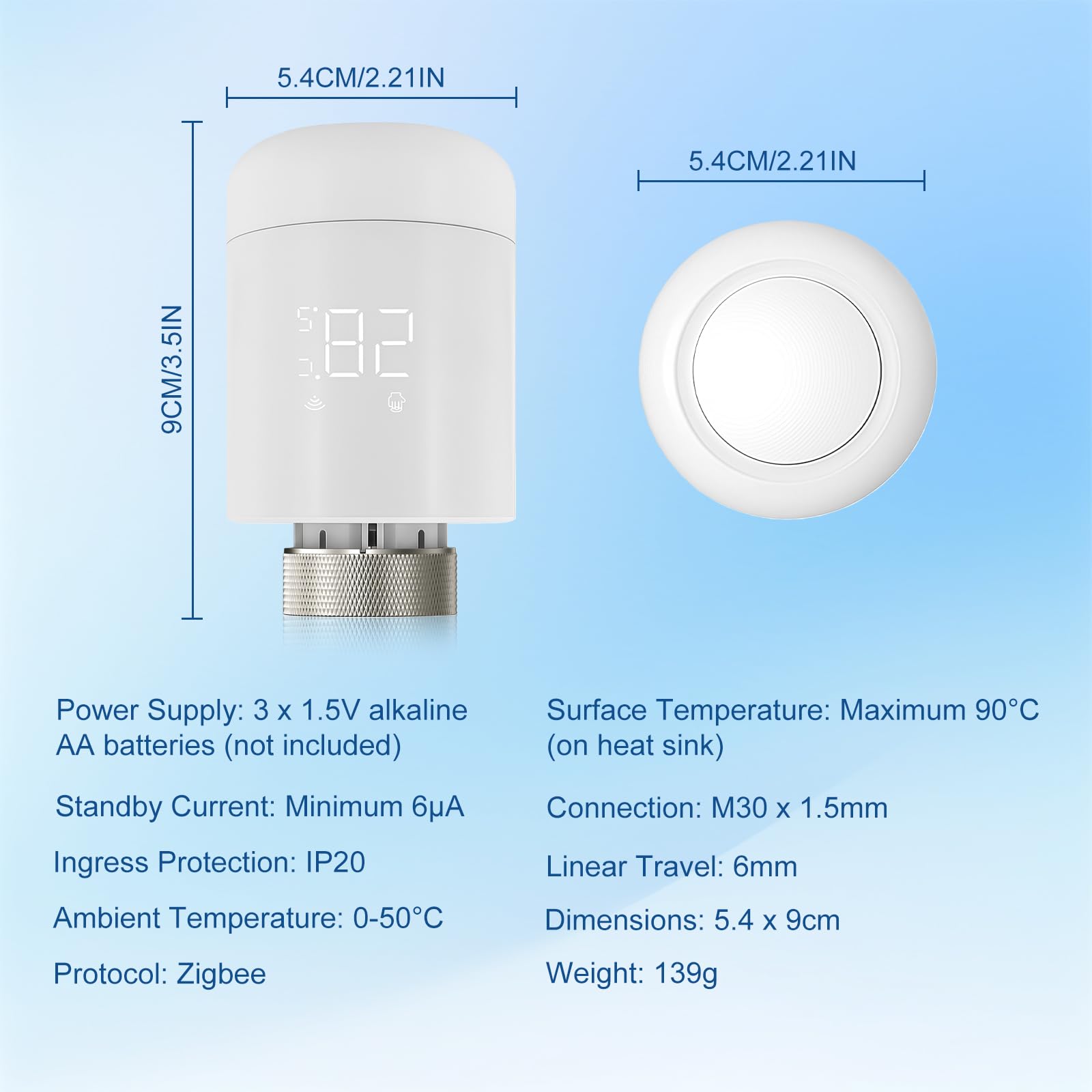 Flintronic Thermostatique Intelligente, Tête Thermostatique Connectée au Wi-FI Via ZigBee, Thermostat de Radiateur Intelligent, Réglez la Température à Distance Via l'Application Mobile (App: Tuya)