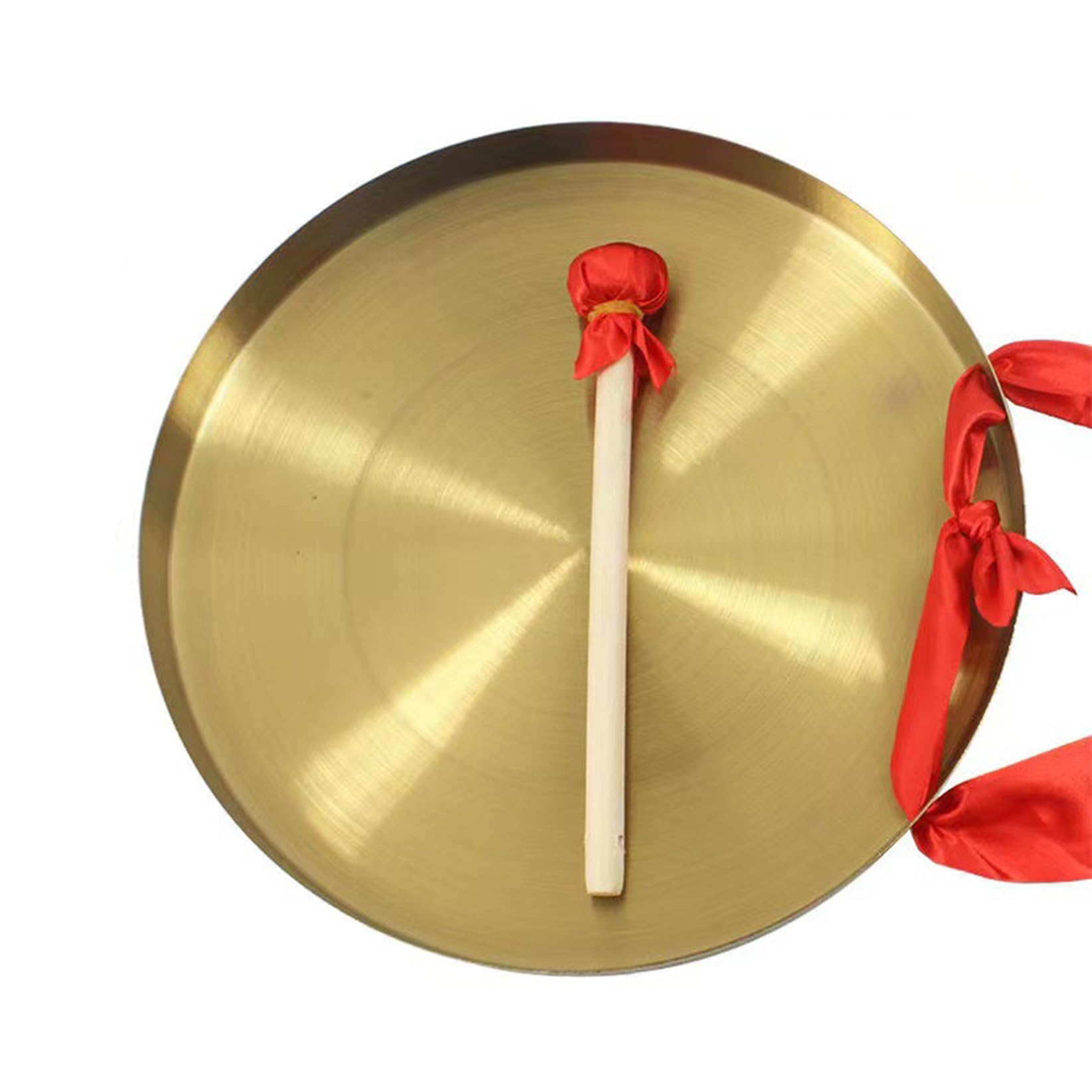 instrumento de percusión chino gong de bronce, Auténtico gong de viento chino, instrumento de percusión, gong de latón con madera(38cm)