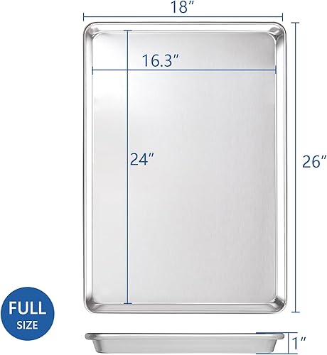 Miniatura 2 de HARDURA - Bandeja de aluminio para hornear de 18 pulgadas de largo x 26 pulgadas de ancho x 1 pulgadas de alto, 6 paquetes, para horno en panadería