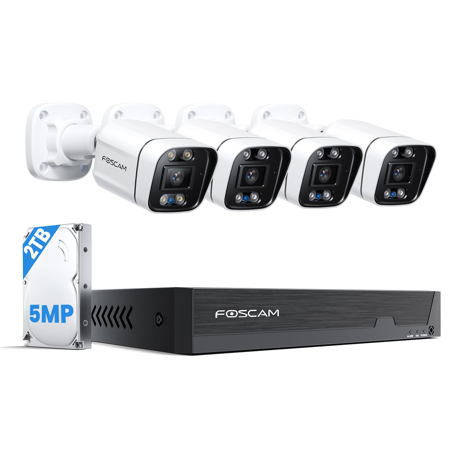 FOSCAM 8CH 5MP Security System With 4 PoE Cameras & 2TB HDD