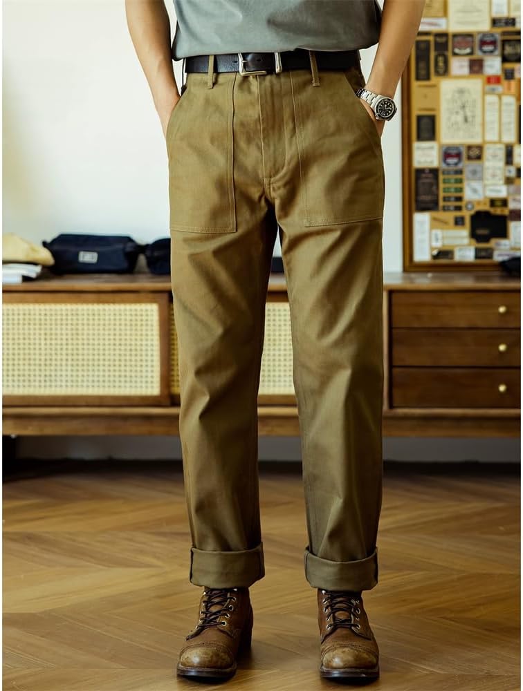 Red Tornado Herringbone Twill Fatigue Pants 28 Olive Green at