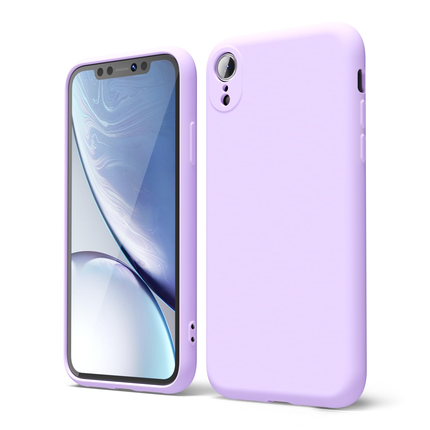 oakxco for iPhone XR Phone Case Liquid Silicone, Thin Slim Soft Rubber Gel TPU Plain Simple Cover for Women Girl Cute, Matte Solid Color, Lilac