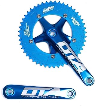 48T Road Bike Crankset 130 BCD Single Speed Crank Set 170mm Bike Chainwheel Chainring for Single Speed Bike, Fixed Gear Bicycle, Track Road Bike Blue
