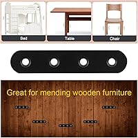 Vista 5 de Paquete de 8 soportes rectos negros de acero inoxidable de 4 pulgadas, placas planas de reparación de alta resistencia, soportes de unión