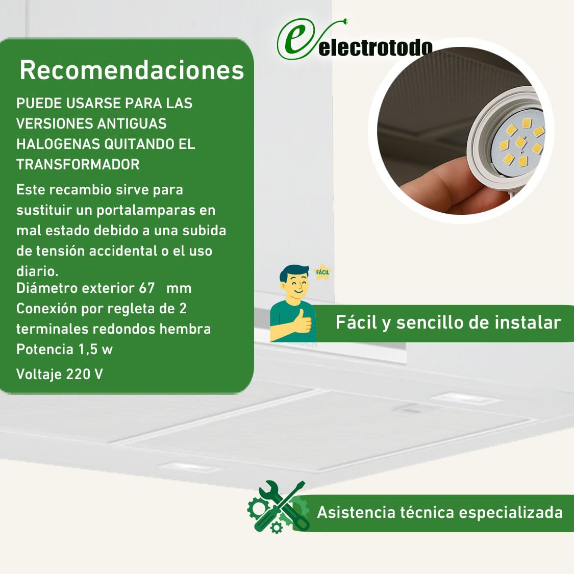 Lampara Led Compatible con Campana extractora de cocina Teka - Recambio Original - 89220139