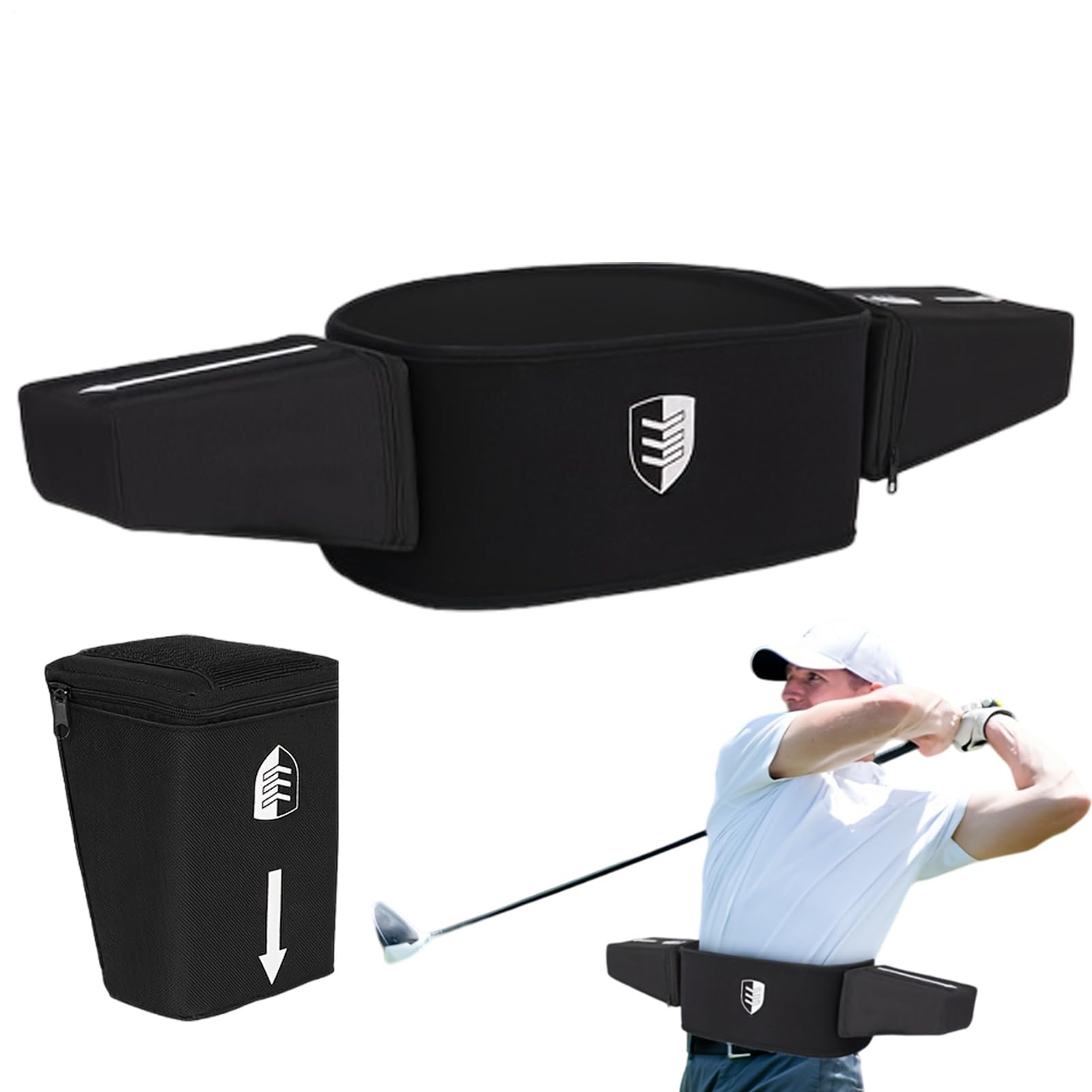 Trener Golfowy Pomoc do Swingu Pas I Opaska Na Ramię Do Korekty Puttingu | Sprzęt Korekcyjny Do Ćwiczenia Swinga Na Pole Treningowe Tor Turniej Siłownia Ogród