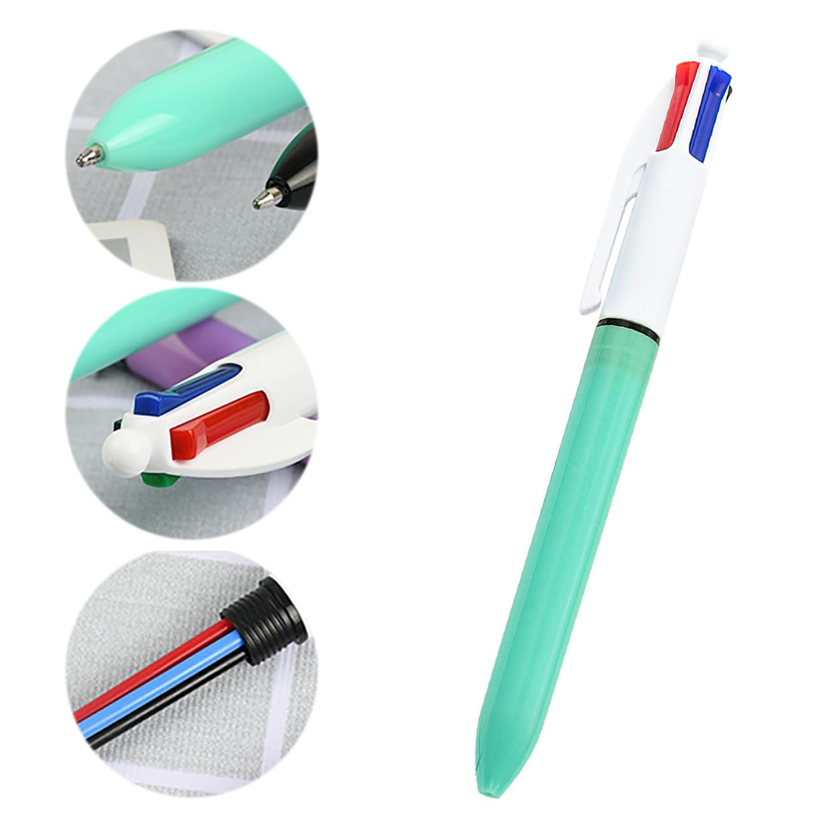 7 Pcs 4-in-1 Retractable Ballpoint Pens, Multicoloured Pens All In One,Medium 1.0mm, Black, Red, Blue and Green - Image 4