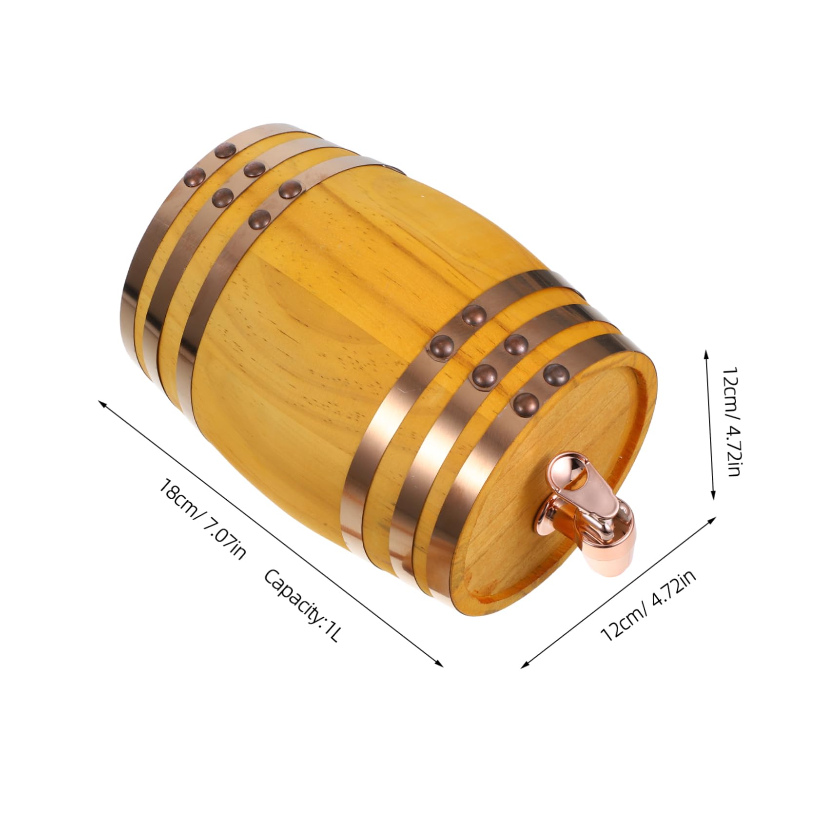 OKUMEYR Wooden Beer Barrel 6 Hoops Red Wine Holder 1l Oak Wine Dispener for Intimate Gatherings