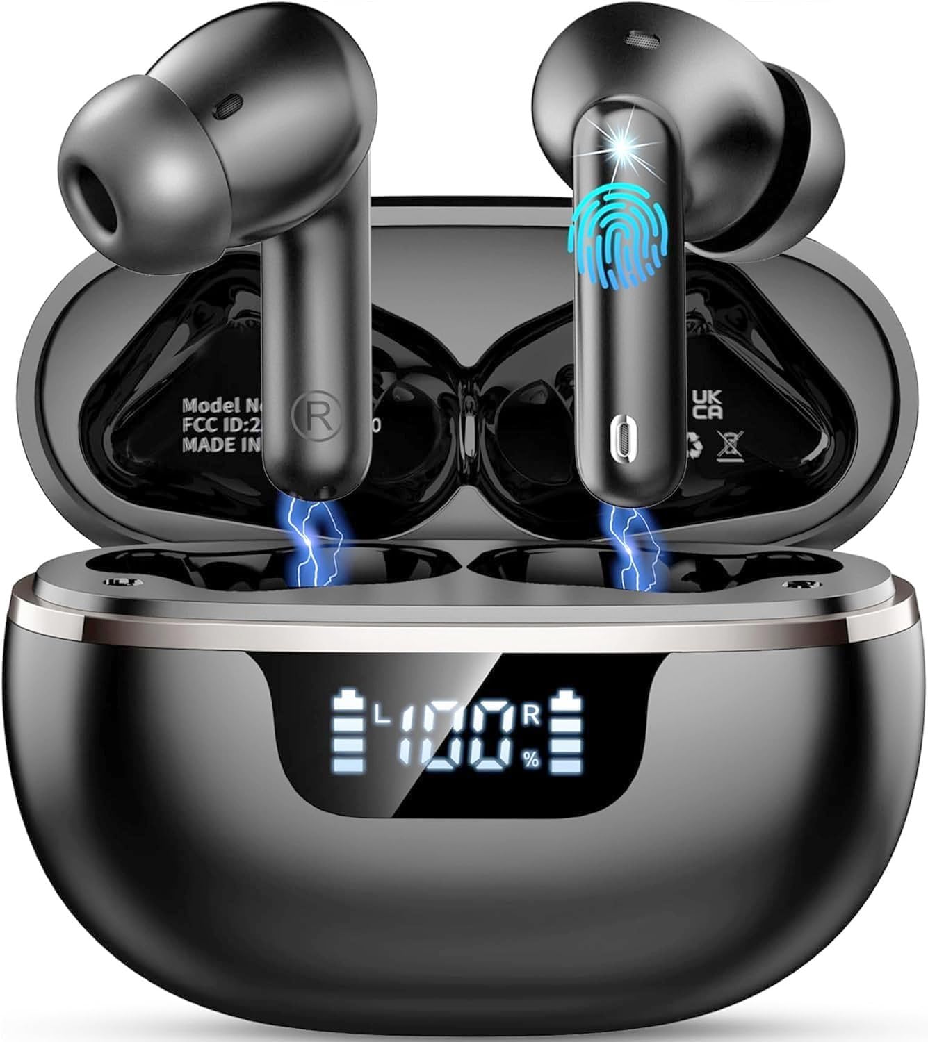 Wireless Earbuds, 2026 Bluetooth 5.4 Headphones Deep Bass, 45H Playtime In Ear Earphones HiFi Stereo, Ear buds with 4 ENC Noise Cancelling Mics, IP7 Waterproof Earbuds with LED Display, Fast Charging