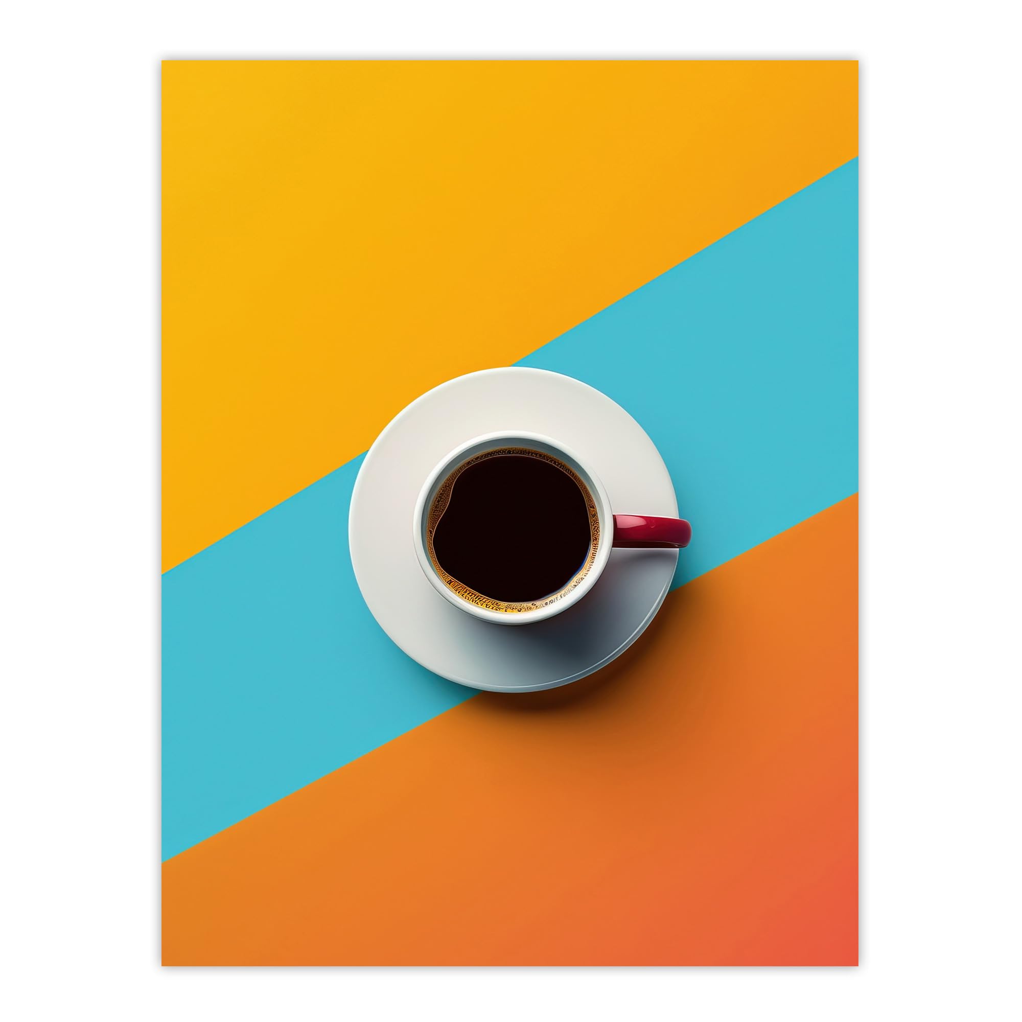 Artery8 Coffee Cup Aerial View Vibrant Geometric Design Kitchen Extra Large XL Wall Art Poster Print